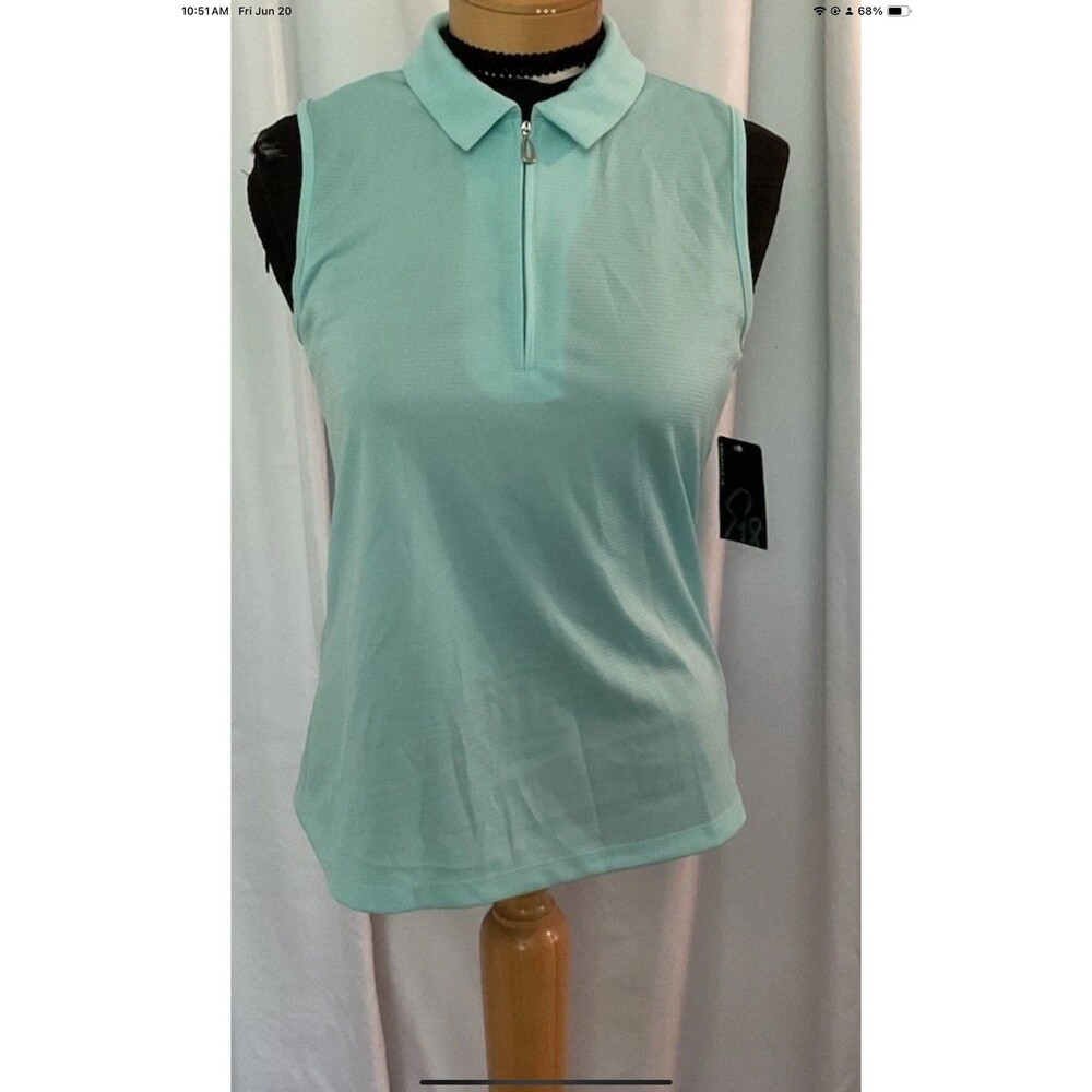 Emerald 18 Top Women S Blue Golf Club Sleeveless Wicking UPF 50 Stretch